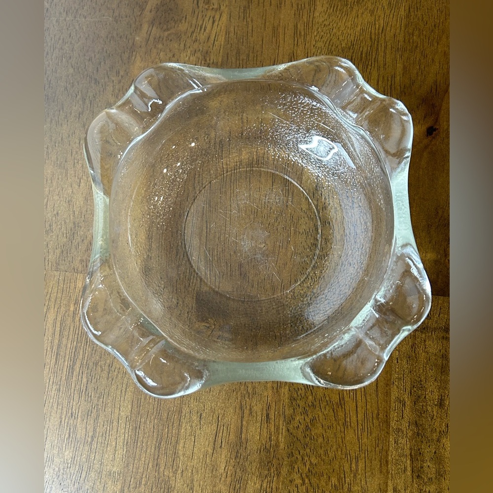 Antique Clear Glass Heavy Ashtray EUC